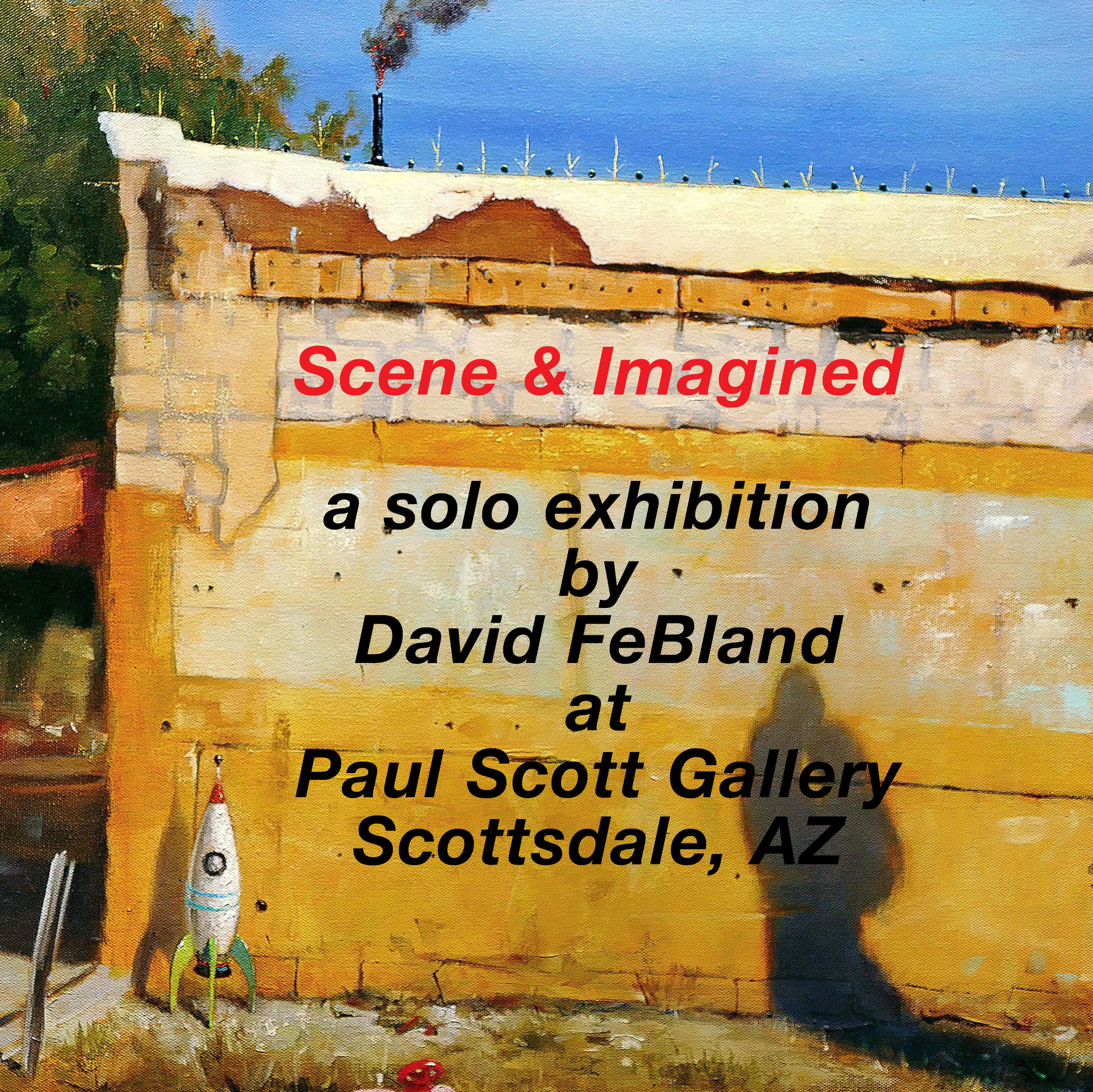 "Scene & Imagined" Solo Exhibition of new oil paintings by David FeBland at Paul Scott Gallery gallery photo 1